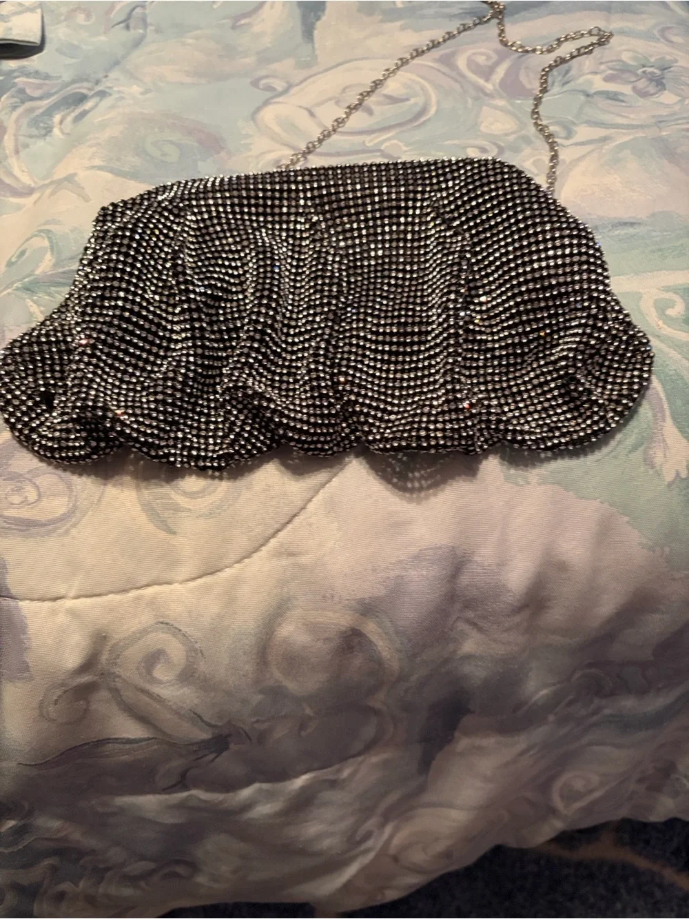 INC International Concepts Silver Rhinestone Evening Clutch Crossbody